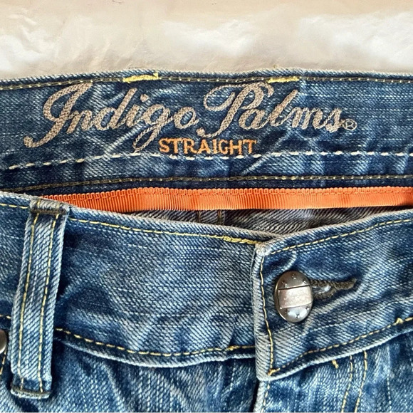 Vintage Indigo Palms Straight Leg Denim Jeans Size 35x32 - Picture 5 of 6